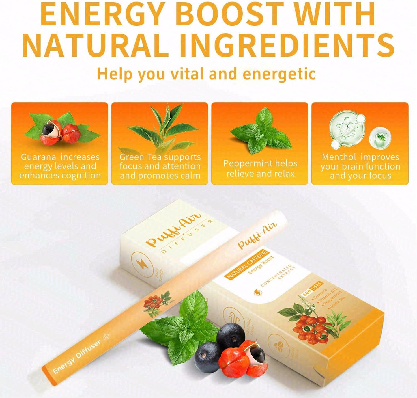 Herbal Diffuser Duo with Melatonin, Guarana & More丨Day & Night Harmony Duo for Calm Sleep & Energy Boost Support - 600 Uses Per Stick