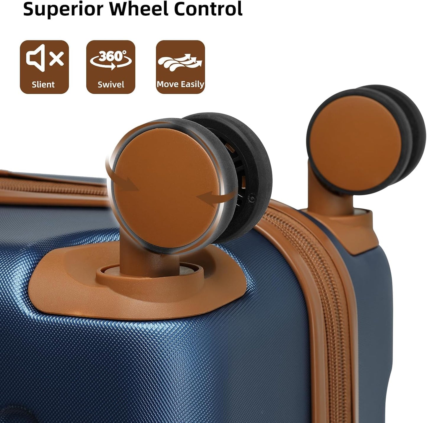 LARVENDER Luggage Sets 6 Piece Suitcases with Wheels, Expandable Suitcase Set ABS Hard Shell Luggage for Women with TSA Lock Double Spinner Wheels (Navy Blue, 6 Piece Set)