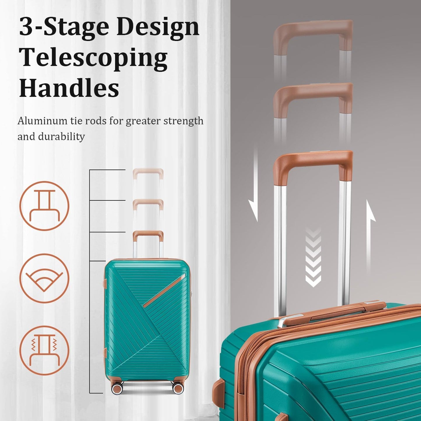 4-Piece Expandable Hardshell Luggage Set with TSA Lock (14/20/24/28) - Lightweight PP Suitcases, 360° Silent Spinner Wheels and Durable 100LB Handle for Air Travel (D# Coral)