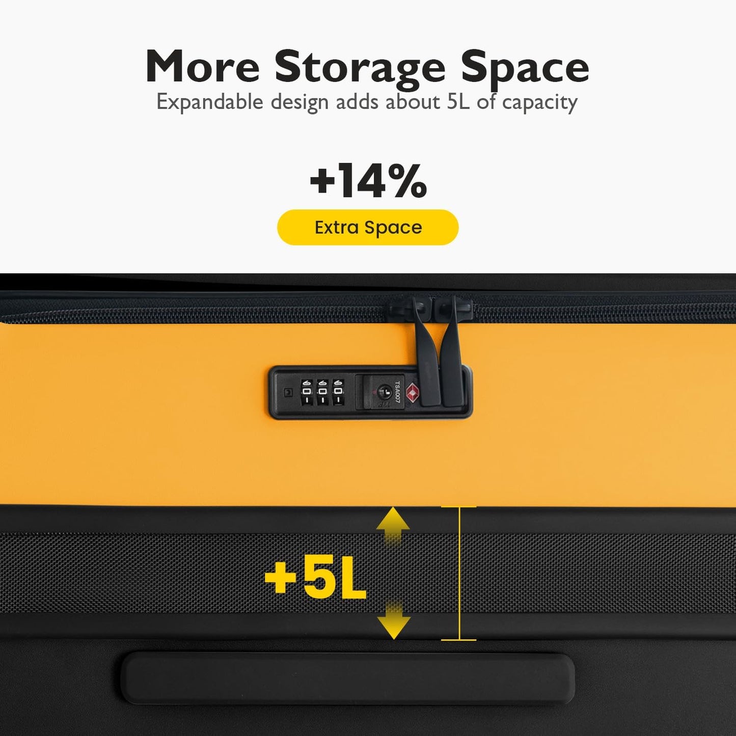 LEVEL8 Top Opening Carry on Luggage Hardshell, Large Suitcases with Wheels Airline Approved, Expandable Luggage with Spinner Wheel for Men Women, 20 Inch, Yellow