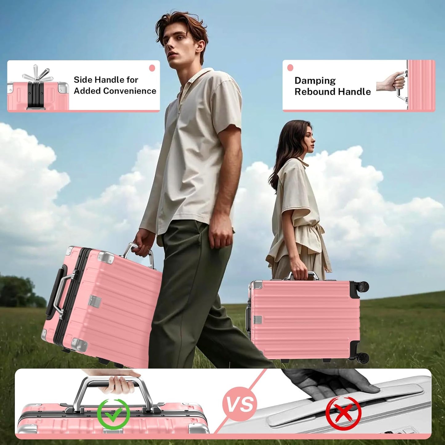 Krute Aluminum Frame Luggage 28 Inch TSA Lock No Zipper Luggages Checked Suitcase with Spinner Wheels Hardshell Lightweight PC+ABS Large Suit Case