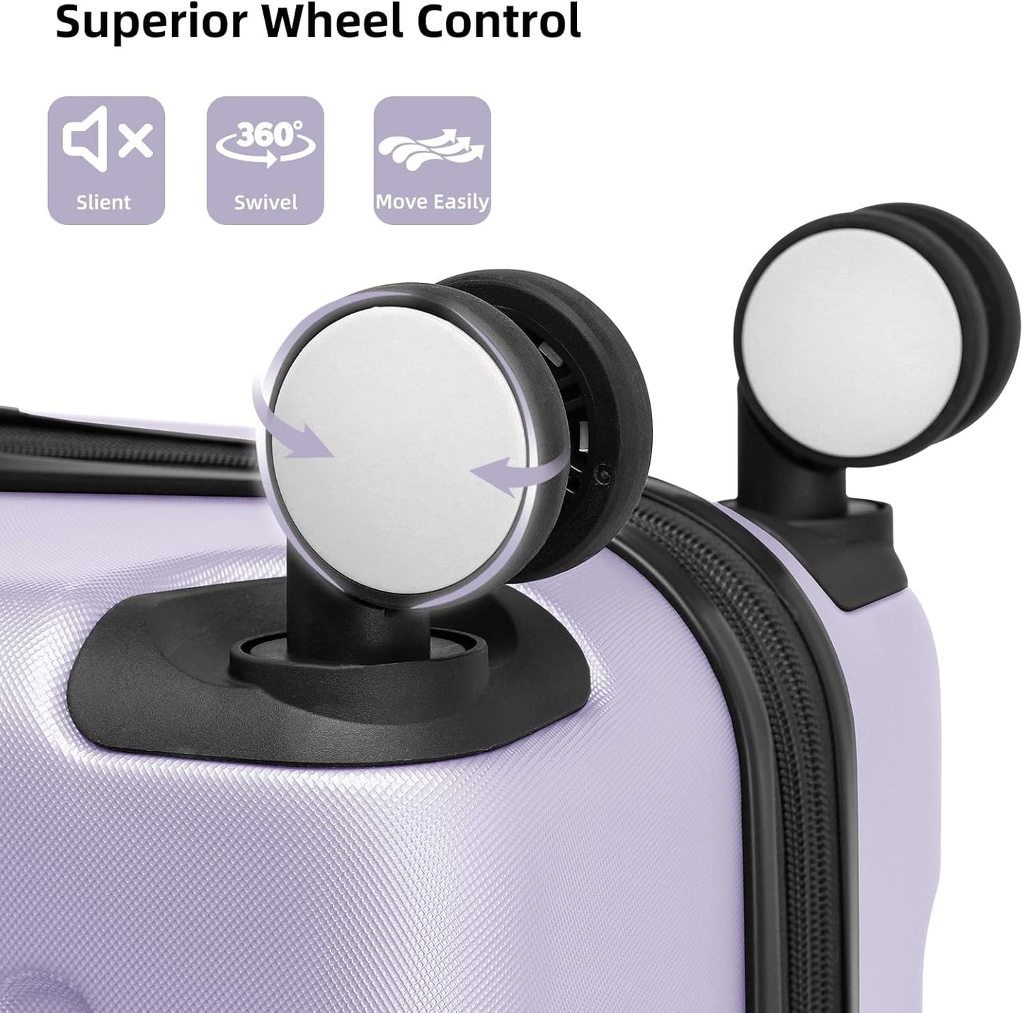 LARVENDER Luggage Sets 6 Piece Suitcases with Wheels, Expandable Suitcase Set ABS Hard Shell Luggage for Women with TSA Lock Double Spinner Wheels (Lavender, 6 Piece Set)