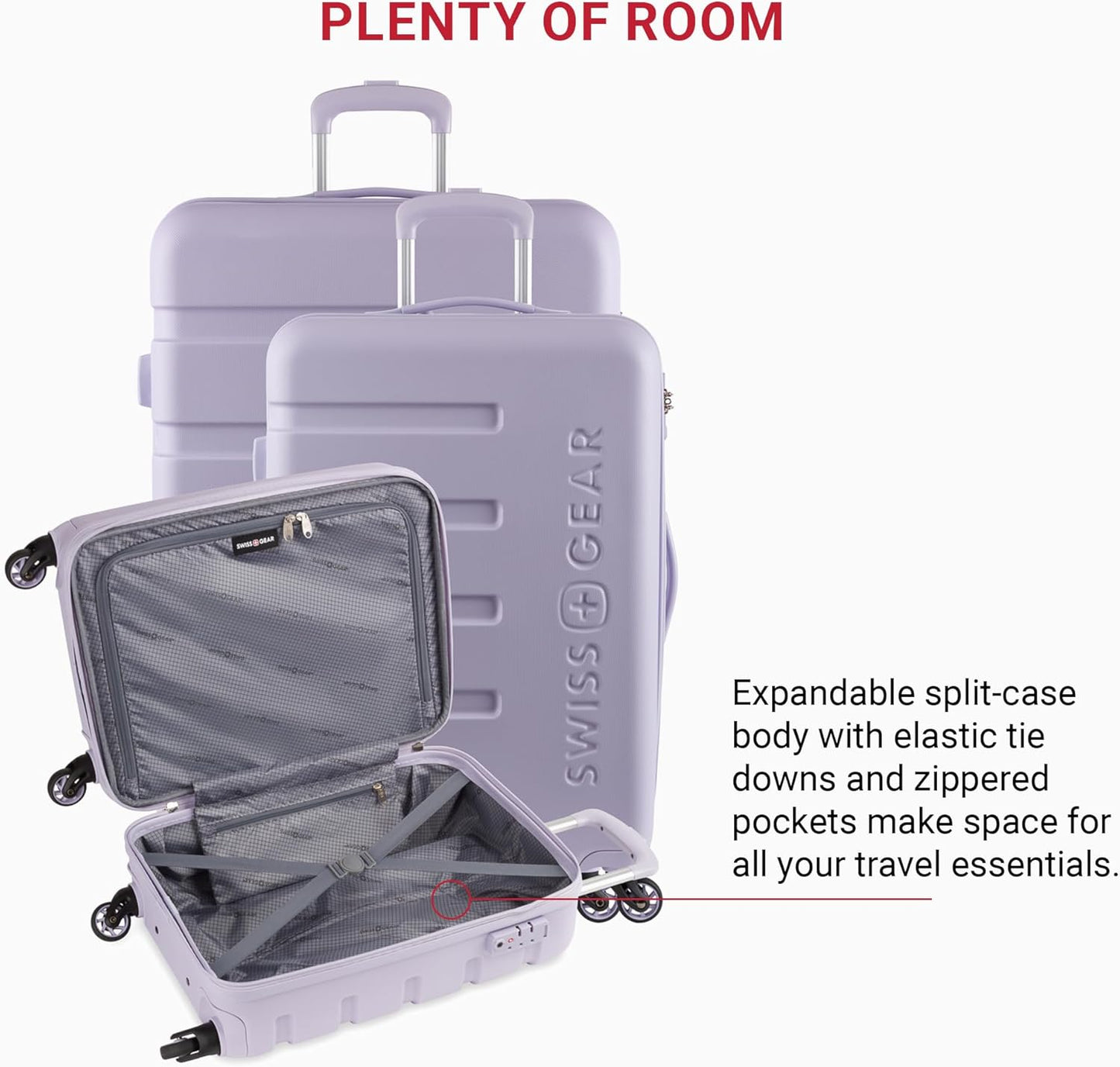 SwissGear 7366 Signature Hardside Expandable Luggage with Spinner Wheels, TSA Lock, Cup-Holder, Evening Haze, 3-Piece Set (19/23/27)