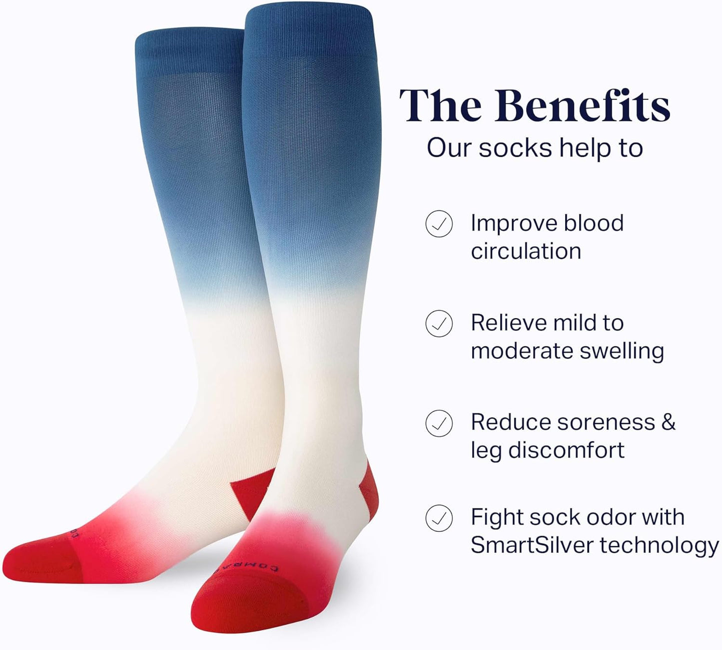 Comrad Nylon Knee High Socks - 15-20mmHg Graduated Compression Socks - Soft & Breathable Support Unisex Socks