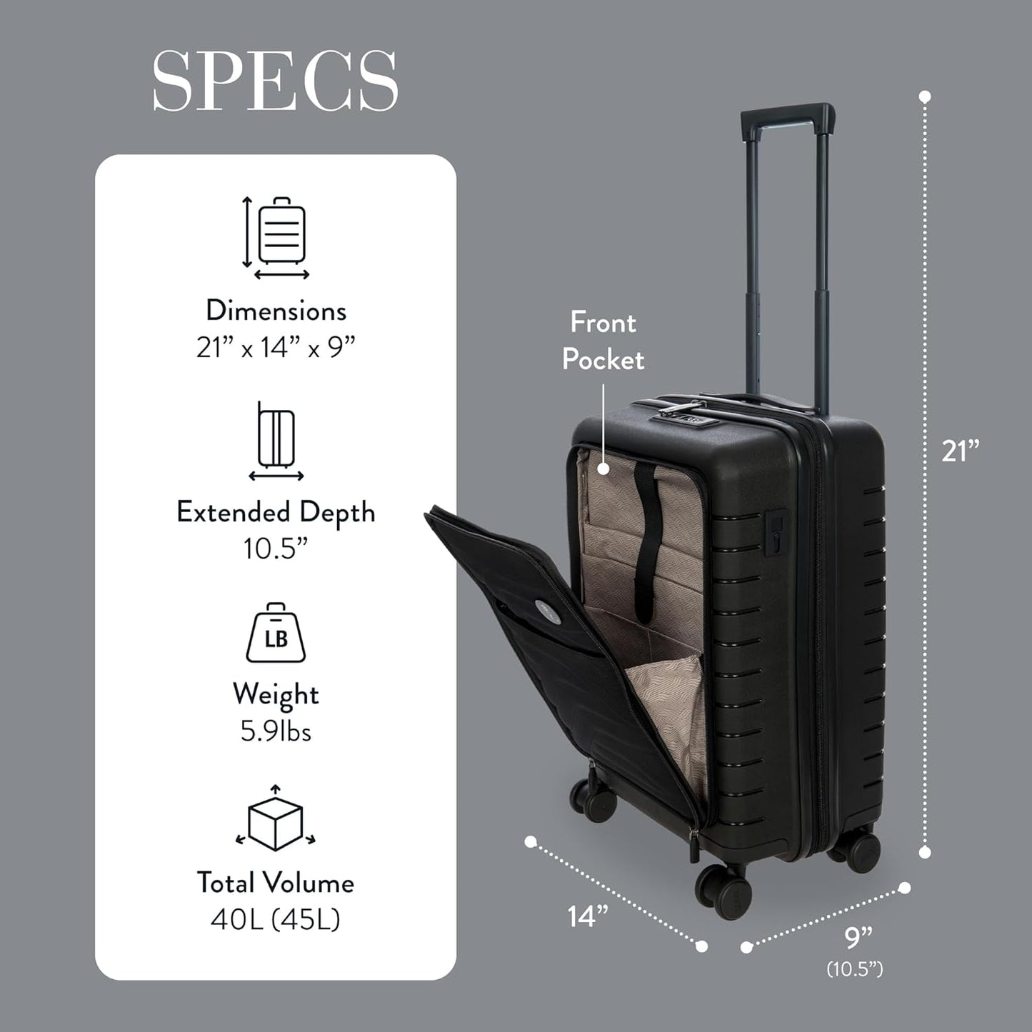 Bric's B|Y Ulisse Spinner Carry-On Suitcase, Lightweight Expandable Hard Shell Luggage with TSA Lock and Smooth 360° Wheels 21 Inch – Nero
