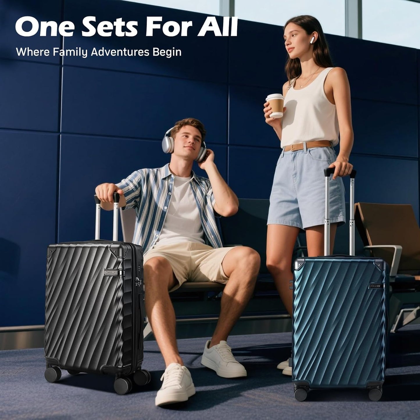 Carry On Luggage, PC Hardside Expandable Luggage with Spinner Wheels,Lightweight 20 Inch Suitcase with TSA Lock,YKK Zippers,Charcoal Metallic (Navy) 