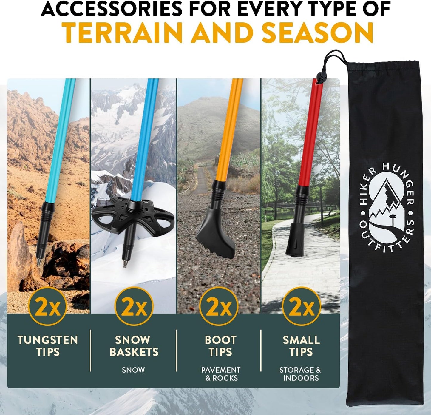 Kids Hiking Poles by USA Brand - Lightweight Collapsible Kids Walking Stick w/Quick Adjustable Flip Locks