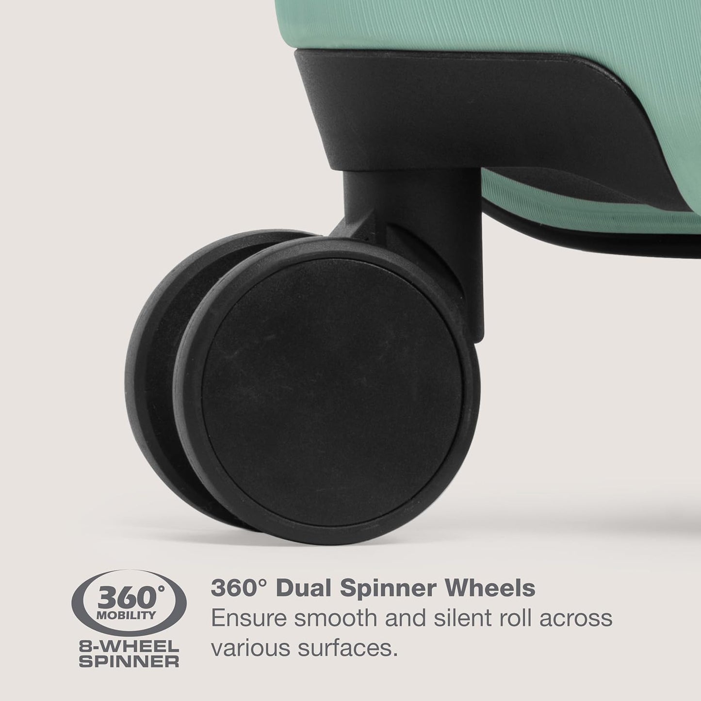 U.S. Traveler Boren Polycarbonate Hardside Rugged Travel Suitcase Luggage with 8 Spinner Wheels, Aluminum Handle, Mint, 3-Piece Set, USB Port in Carry-On