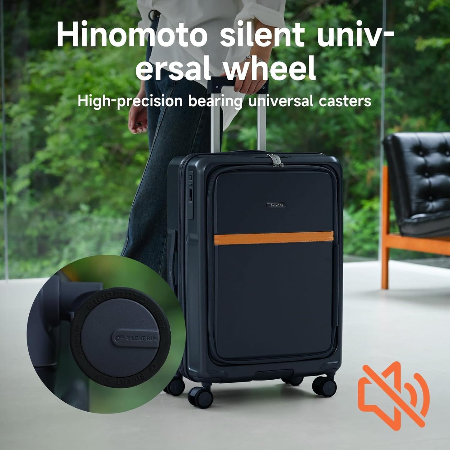 ROAMING Expandable 28-Inch Checked Luggage with Mute Brake Wheels Airline Approved Hard Shell Suitcases with Front Pocket Top Opening Luggage with TSA Lock for Short Business Travel, Glaze blue