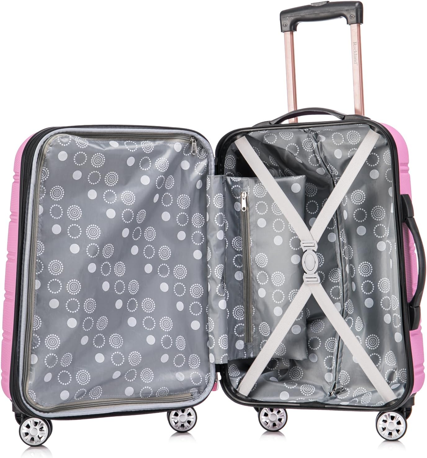 Rockland Melbourne Hardside Expandable Spinner Wheel Luggage Set, Pink, Carry-On 20-Inch and Tote 14-Inch