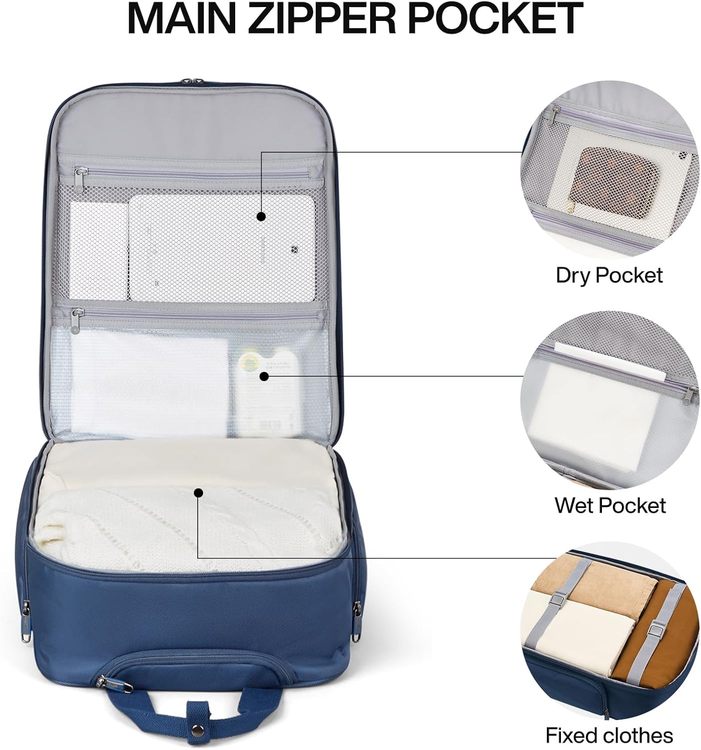 Hanke Softside Underseat Carry On Luggage with Wheels,Travel Luggage Rolling Bag Small Suitcase,Blue, Underseater 16-Inch