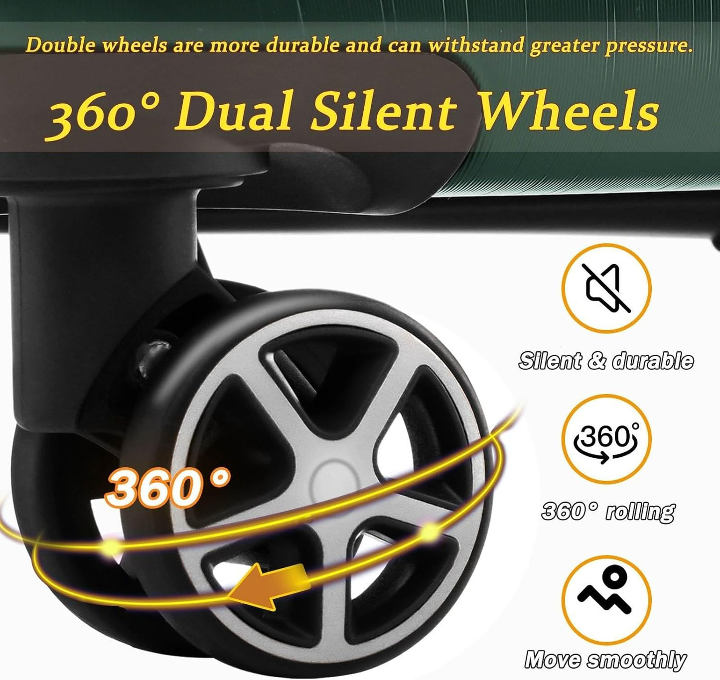 24-inch Expandable Hardshell Checked Luggage with TSA Lock, Durable ABS Suitcase with 360° Silent Dual Wheels, 25% Extra Packing Space, Telescopic Handle, 8 LBS Lightweight, Green