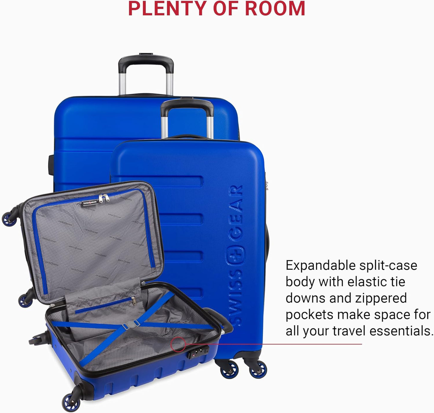 SwissGear 7366 Signature Hardside Expandable Luggage with Spinner Wheels, TSA Lock, Cup-Holder, Cobalt, 3-Piece Set (19/23/27)