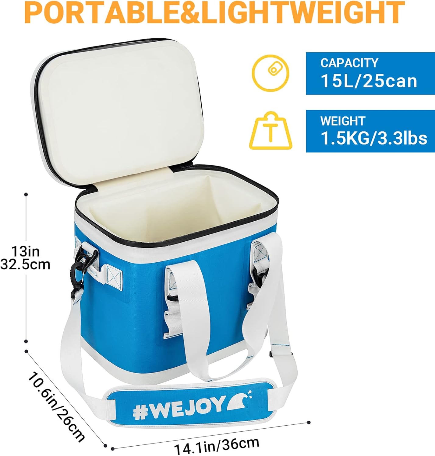 #WEJOY Insulated Camping Cooler Bag,2 Days Ice Life, Portable Waterproof Camp Coolers Lunch Bag with Leakproof Zipper for Outdoor Beach, Picnic, Hiking, Fishing, Traveling,BBQ