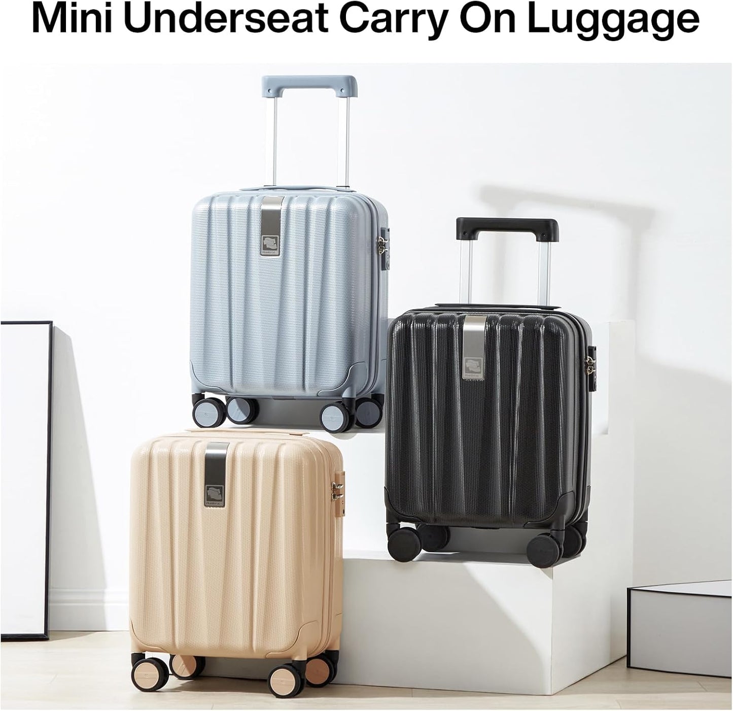 Hanke 14 Inch Underseat Carry On Luggage with Wheels Hard Shell Suitcases Carry On Bag Lightweight Small Mini Suitcase Travel Luggage for Travel Christmas Gifts for Birthday(Cuba Sand)