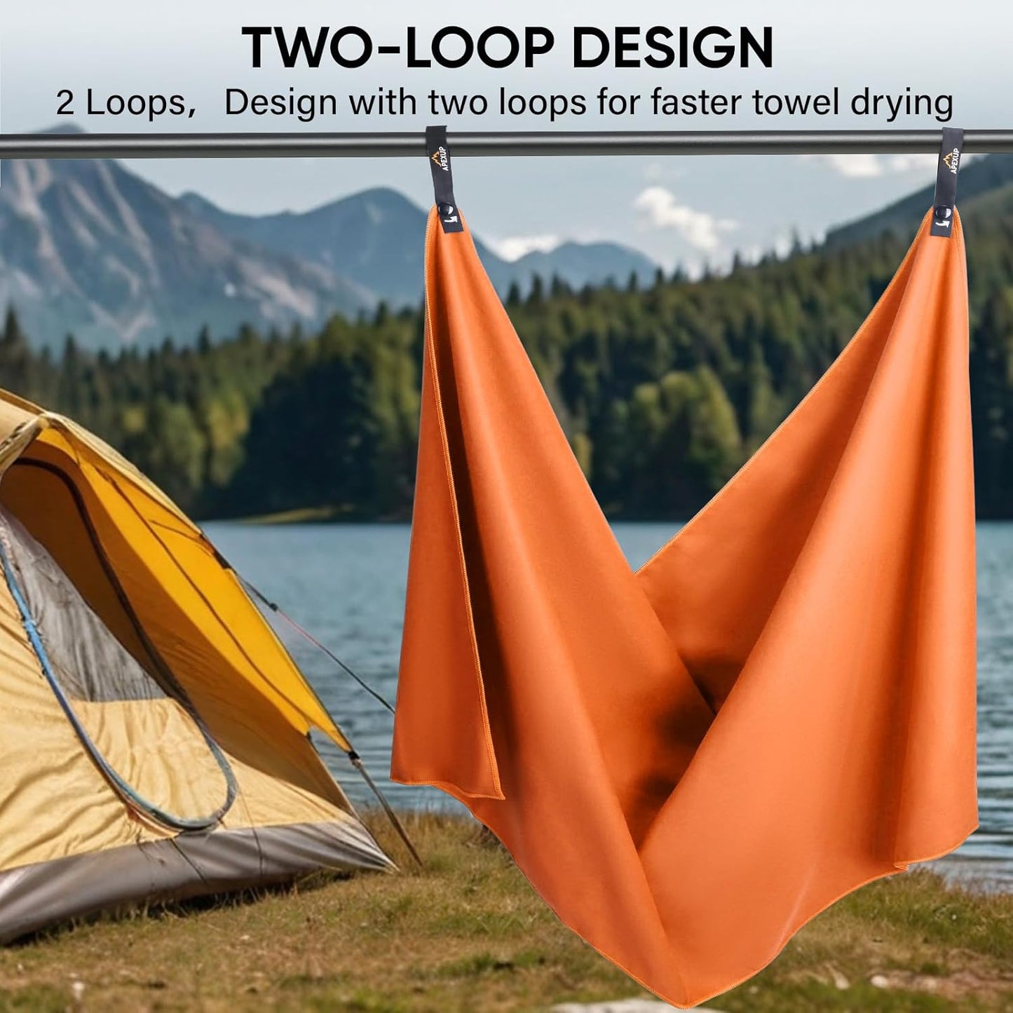 APEXUP Microfiber Travel Towel, Ultra Absorbent Quick Dry Towels, Lightweight Gym Sports Camping Towel for Workout, Yoga, Beach, Shower, Swimming (60"×30", Orange)