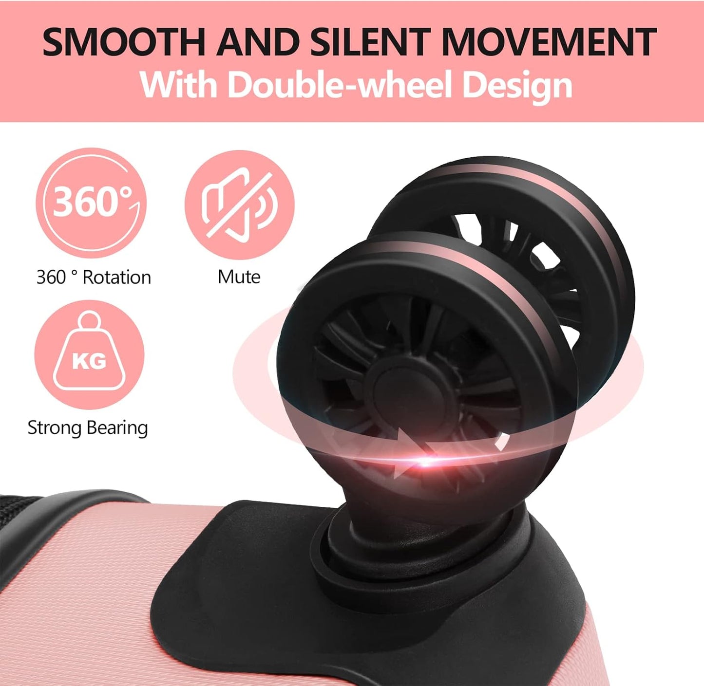 AnyZip Luggage PC ABS Hardside Lightweight Suitcase with 4 Universal Wheels TSA Lock Checked-Large 28 Inch Pink