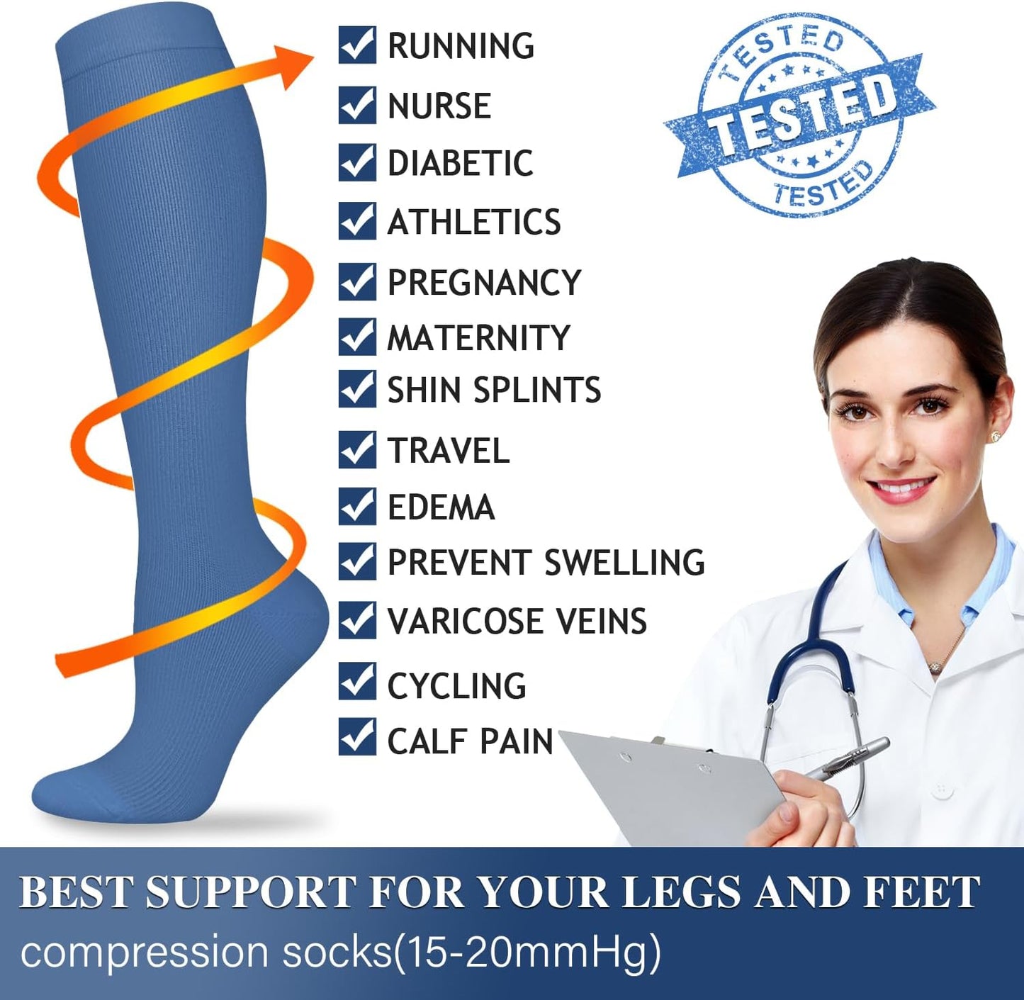 Compression Socks for Women and Men Circulation (3 Pairs) is Best Support for Running Athletic Cycling Hiking