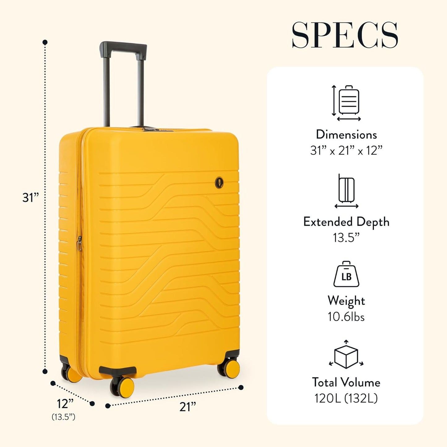 Bric's B|Y Ulisse Spinner Suitcase, Expandable Hard Shell Luggage with TSA Lock and Smooth 360° Wheels 30" – Mango