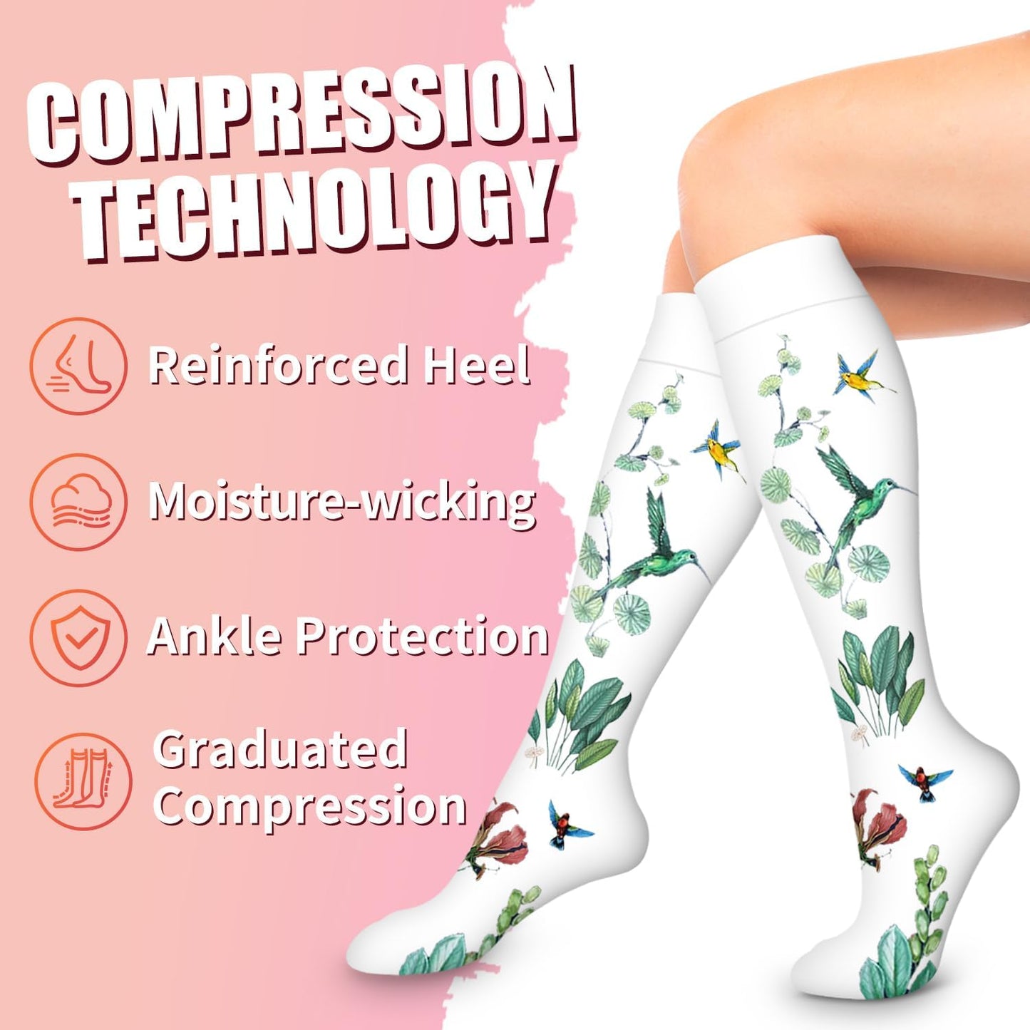 Bluemaple Compression Socks for Women & Men Circulation (6 Pairs) 15-20 mmHg is Best Support for Athletic Running Cycling