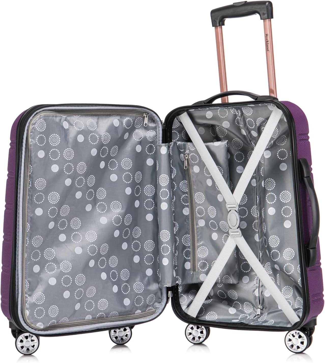 Rockland Melbourne Hardside Expandable Spinner Wheel Luggage Set, Purple, Carry-On 20-Inch and Tote 14-Inch