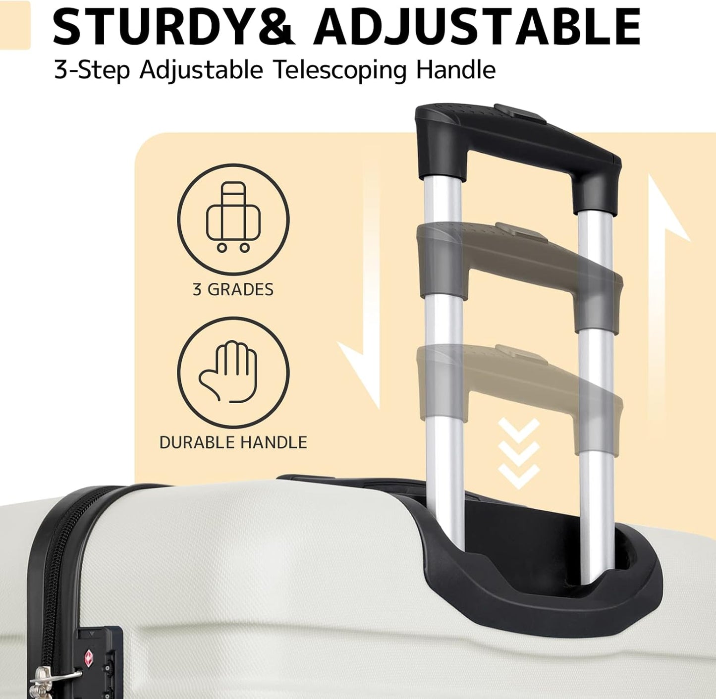 AnyZip Luggage PC ABS Hardside Lightweight Suitcase with 4 Universal Wheels TSA Lock Carry-On 20 Inch White