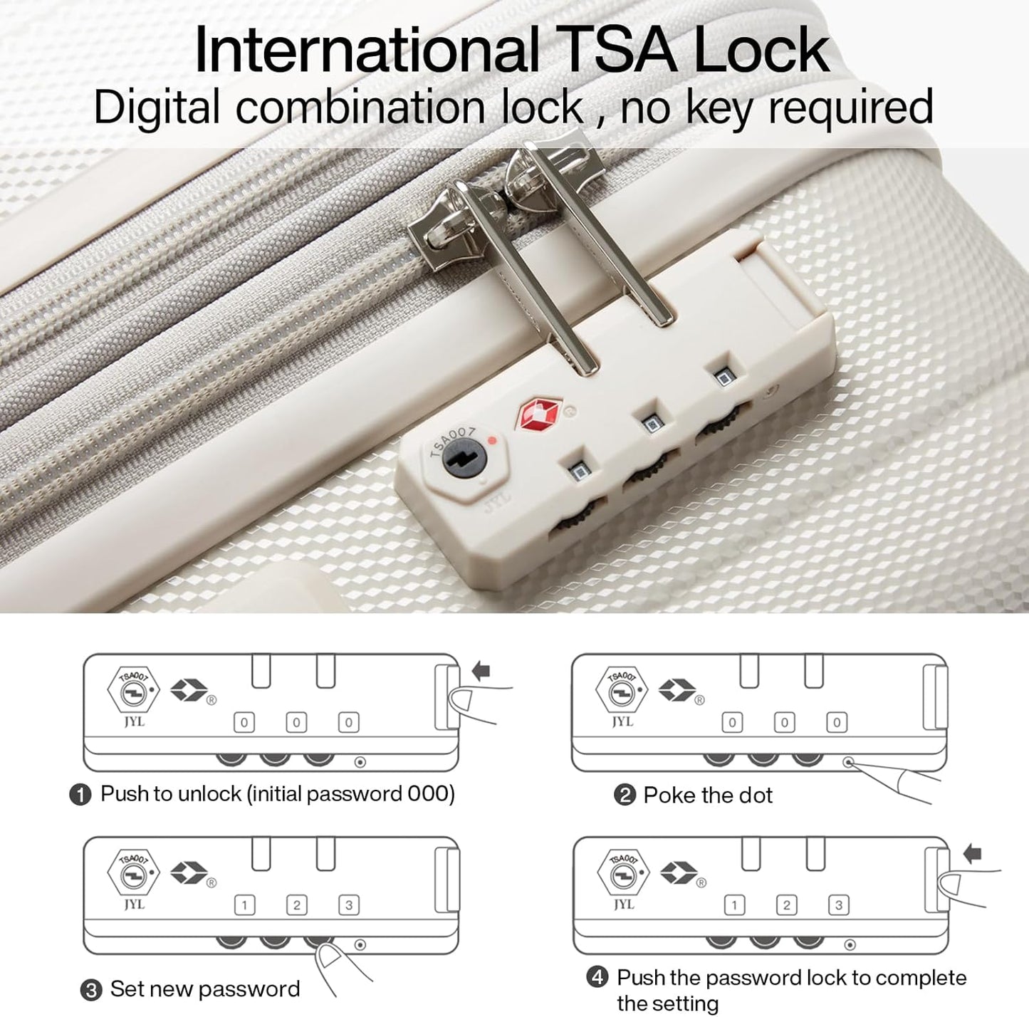 Hanke Expandable Hardshell Luggage Sets 3 piece Carry on Luggage with Wheels Suitcases Lightweight Checked Travel Luggage Rolling Large Suitcase Travel Luggage Bag Woman Men 20/24/29 Inch(Ivory White)