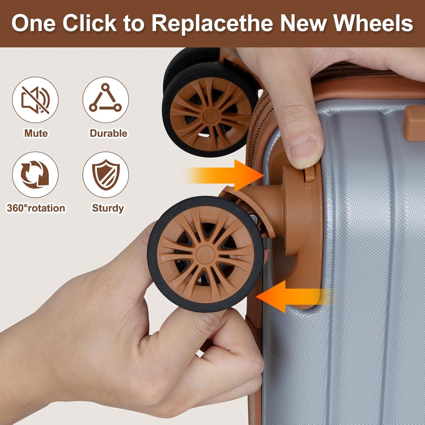 Romswi Luggage Sets 2 Piece 22In, Expandable 22x14x9 Carry On Luggage with Travel Backpack, PC+ABS Hardside Suitcase Set with TSA Lock, Durable Carry On Suitcase with Spinner Wheels Silver