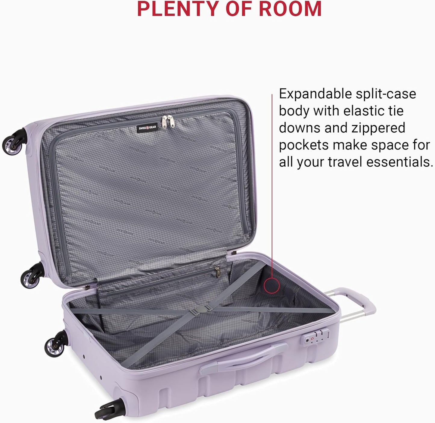 SwissGear 7366 Signature Hardside Expandable Luggage with Spinner Wheels, TSA Lock, Evening Haze, Checked-Medium 23-Inch