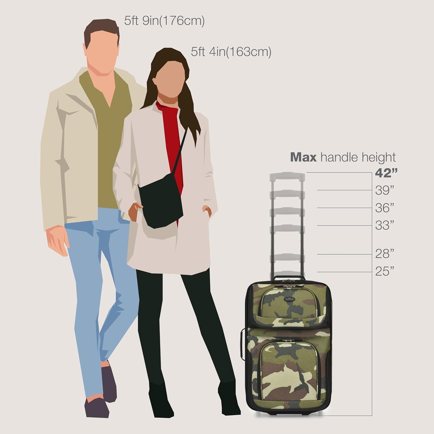 U.S. Traveler Rio Carry-on Luggage, Lightweight Softside Suitcase, Rolling 20" Carry On Luggage