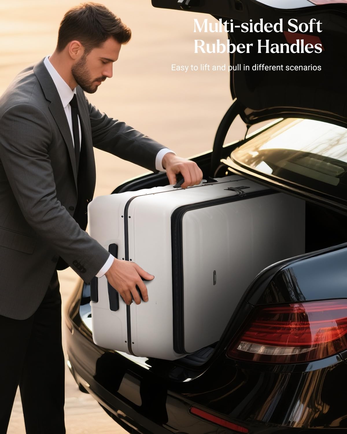 Checked Luggage, 28 Inch Luggage with Spinner Wheels, Large Suitcase with Lightweight PC Hard Shell, Aluminum Frame, Top Opening, YKK Zipper, TSA Lock (White, 1PC)