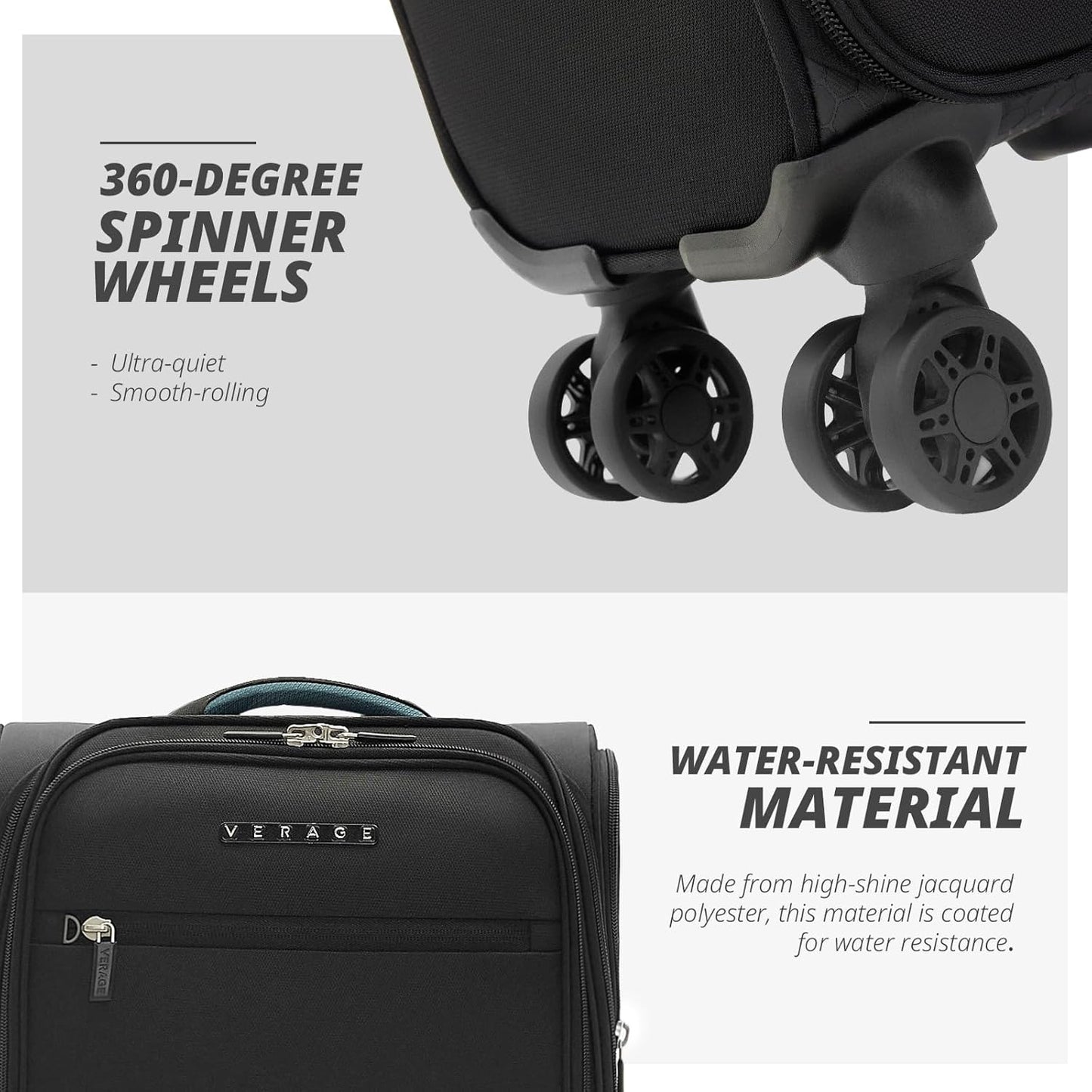 Verage Under Seat Luggage with Wheels, Softside Small Suitcase Spinner Carry On Luggage Bags for Airlines Airplanes Short Trip Men Women (Black, 14-Inch Underseat)