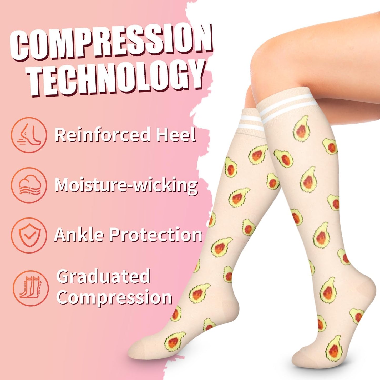 Bluemaple Compression Socks for Women & Men Circulation (6 Pairs) 15-20 mmHg is Best Support for Athletic Running Cycling