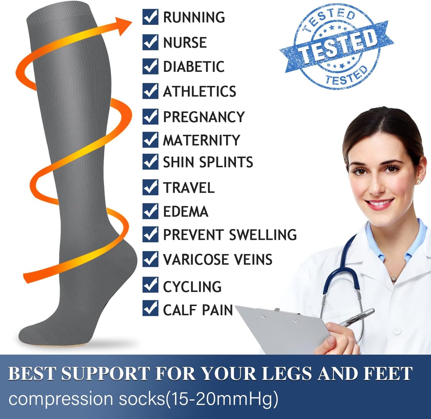 Compression Socks for Women and Men Circulation (3 Pairs) is Best Support for Running Athletic Cycling Hiking