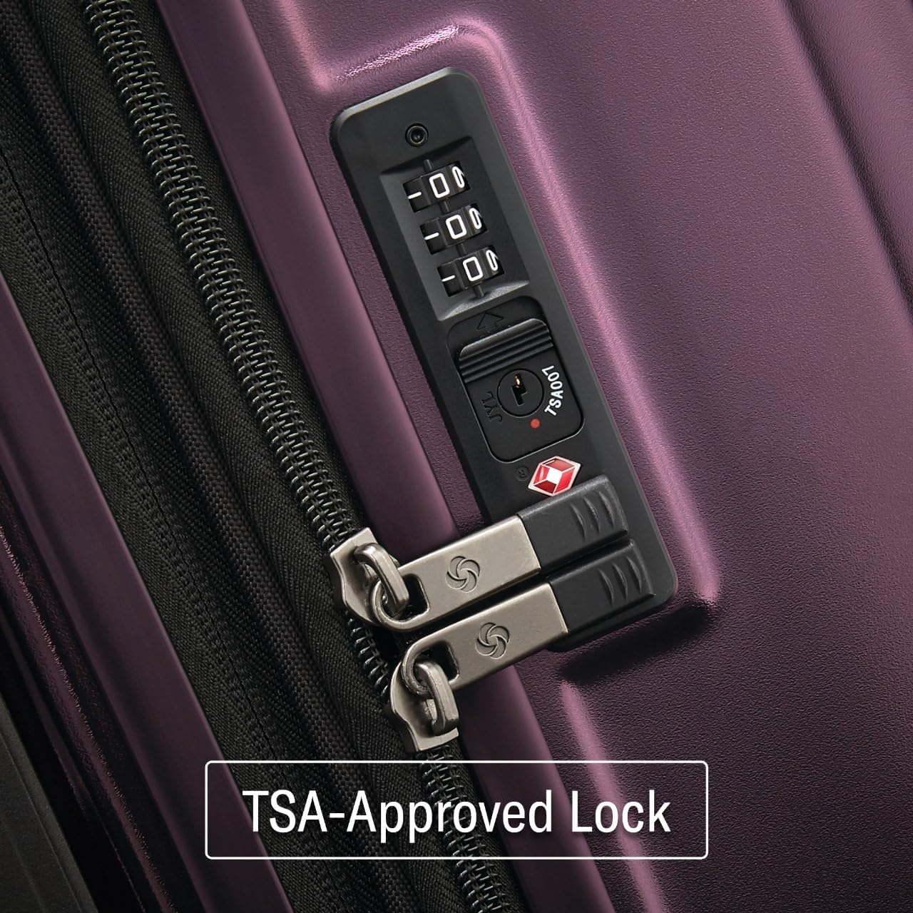 Samsonite Octiv Lightweight Hardshell 3-Piece Luggage Set (20/24/28) - Durable & Impact Resistant, 360° Aero Trac Spinner Wheels, Adjustable Telescopic Handle, Expandable, TSA Approved Lock - Purple