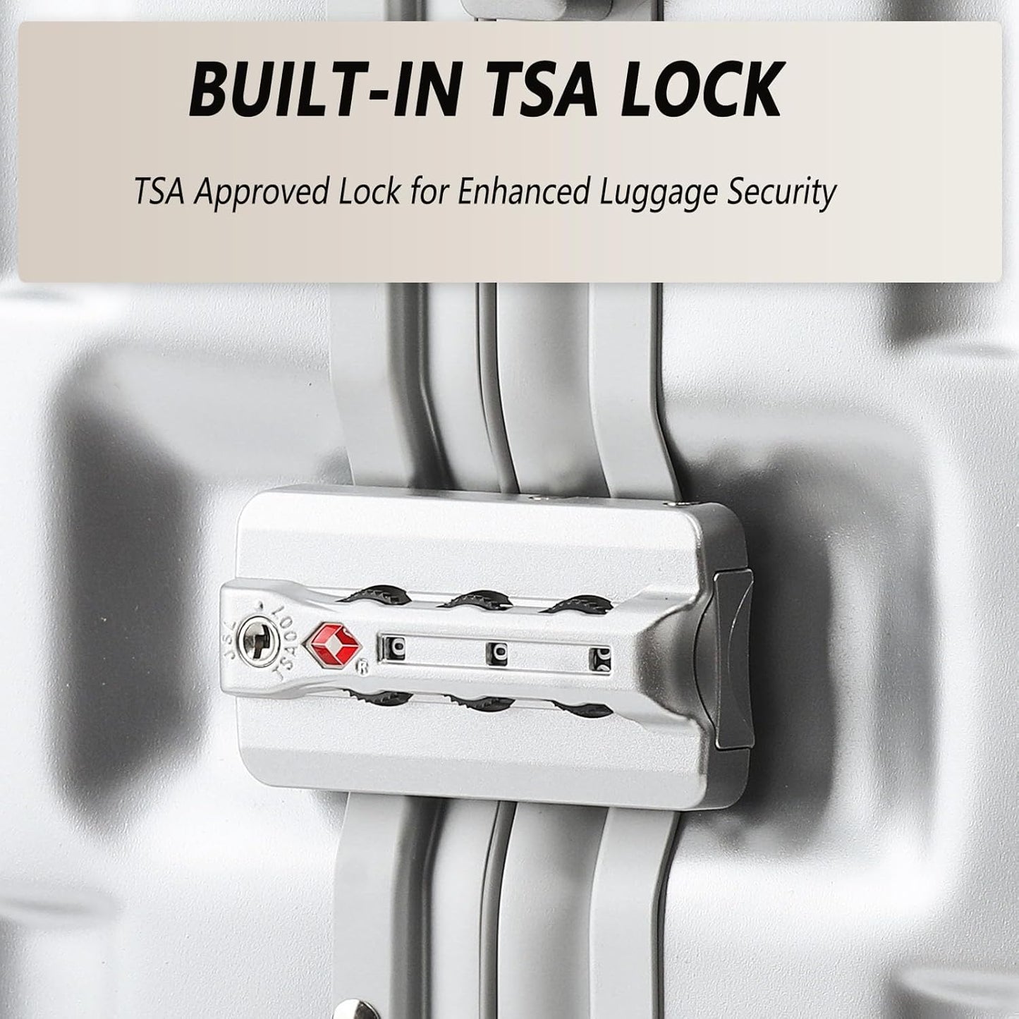 26 Inch Zipperless Checked Travel Luggage with Spinner Wheels,Aluminum Frame Hard Shell Front Pocket Suitcase with Compartment TSA Approved USB Port,Cup & Phone Holder for Women Men,Silver