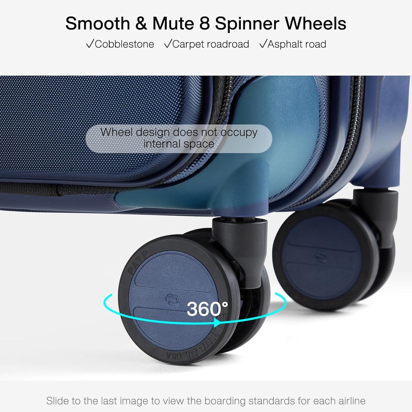 Hanke Grace Carry On Luggage with Wheels Airline Approved Hard Shell Suitcases with Front Pocket,Top Opening Luggage with TSA Lock for Short Business Travel,Dark Blue