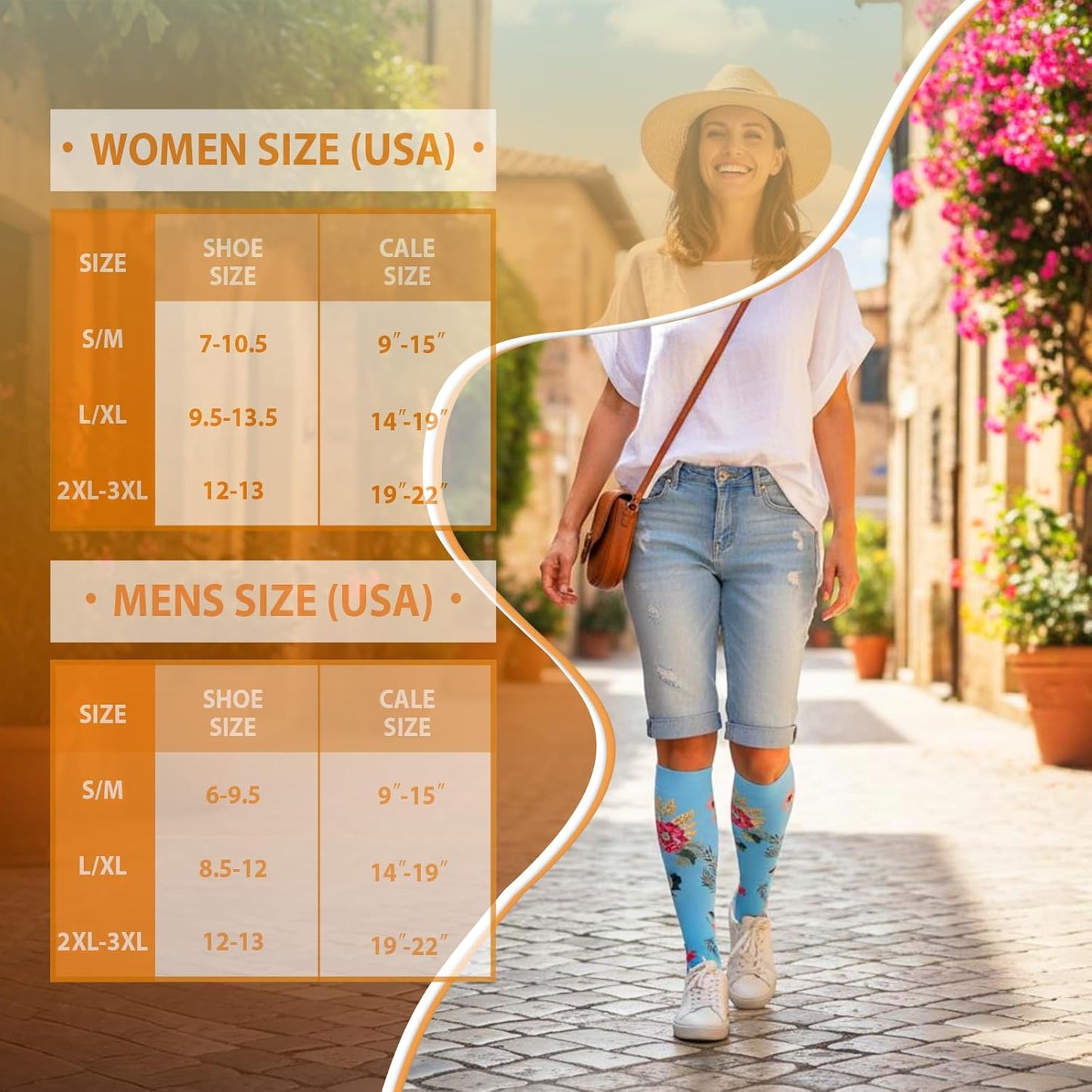 Graduated Compression Socks for Women&Men 20-30mmhg Knee High Socks Travel Hiking Running Stocking