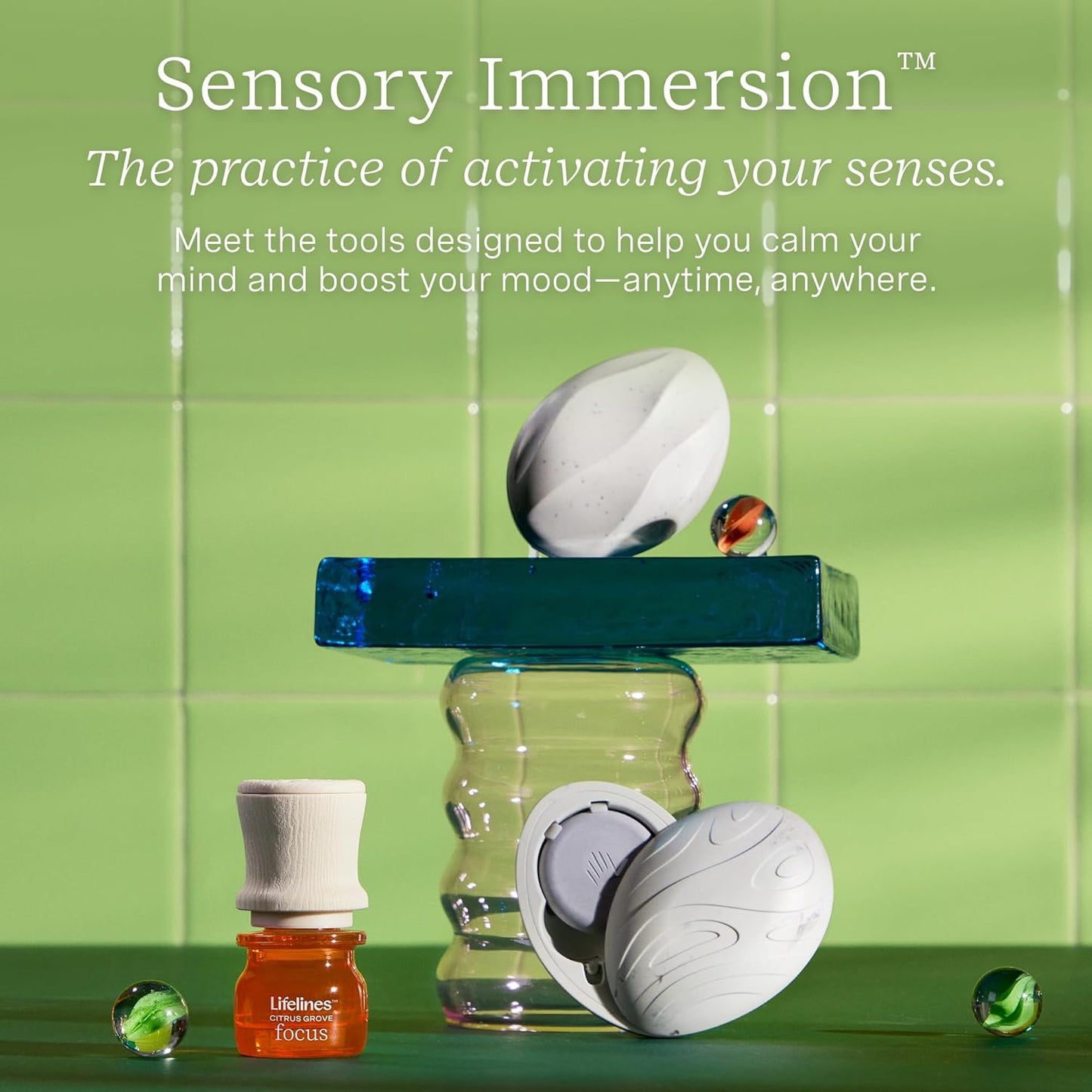 Lifelines Scent-Infused Grounding Stones, 2-Pack, Classic Pack - Portable Fidgets for Adults with Essential Oil Blend & Diffusion Stones for Sensory Immersion - Calming Waterless Passive Diffuser