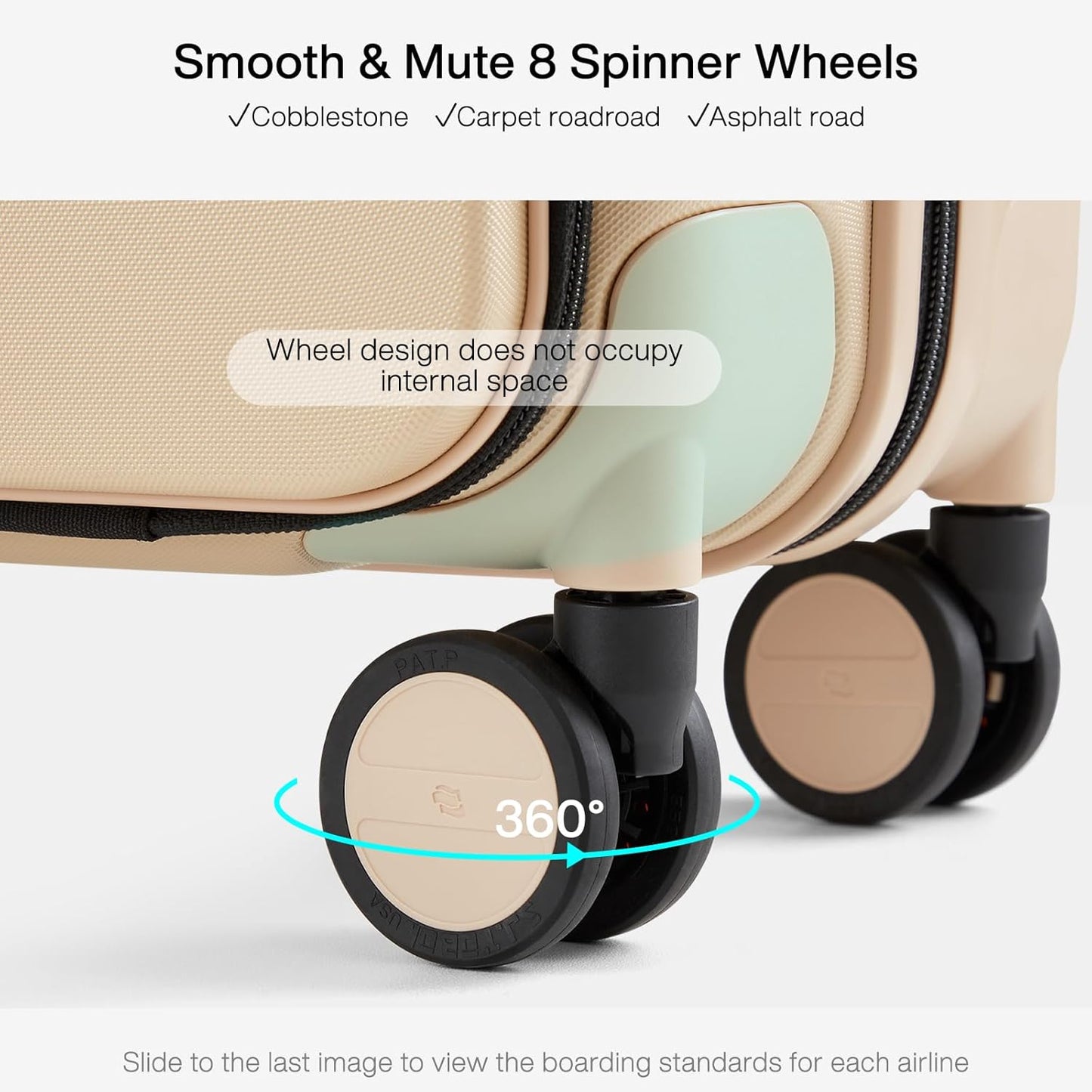 Hanke Grace Carry On Luggage with Wheels Airline Approved Hard Shell Suitcases with Front Pocket,Top Opening Luggage with TSA Lock for Short Business Travel, Cuban Sand.