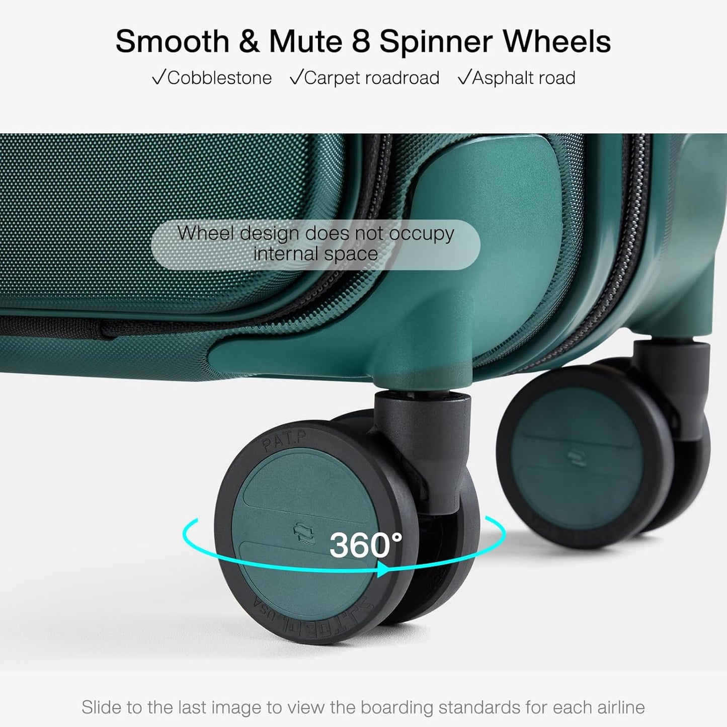 Hanke Grace Carry On Luggage with Wheels Airline Approved Hard Shell Suitcases with Front Pocket,Top Opening Luggage with TSA Lock for Short Business Travel,Blackish Green.