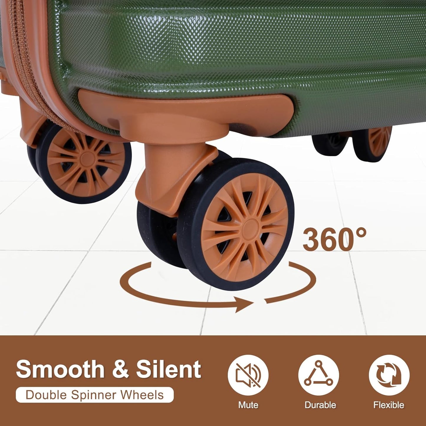 Romswi Expandable 28" Checked Luggage,Large Hardshell Suitcase with Double Spinner Wheels for 20% More Space, Airline Approved Lightweight Hardside Luggage, Scratch-Resistant & YKK Zipper,Olive Green