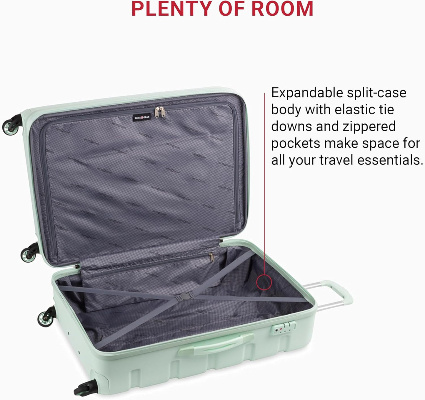 SwissGear 7366 Signature Hardside Expandable Luggage with Spinner Wheels, TSA Lock, Clearly Aqua, Checked-Large 27-Inch