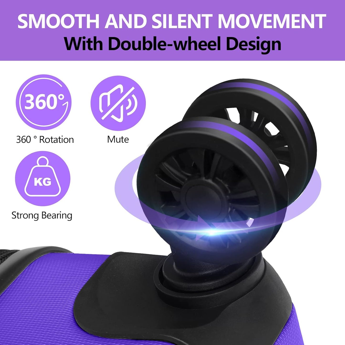 AnyZip Luggage PC ABS Hardside Lightweight Suitcase with 4 Universal Wheels TSA Lock Checked-Medium 24 Inch Violet Purple