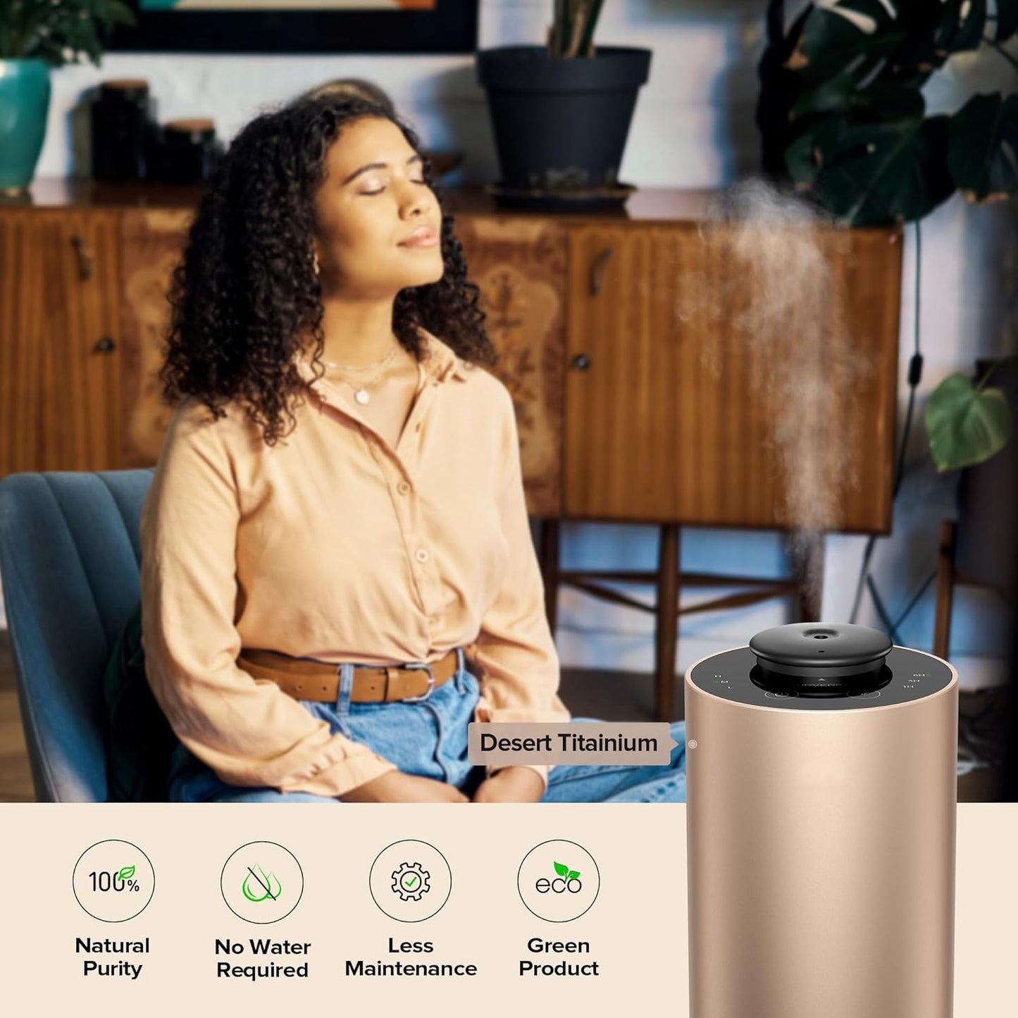 Airversa Waterless Essential Oil Diffuser Starter Kit with 4 x 10mL Fragrance Scent Oil, Battery Operated Mini Scent Air Machine Portable Diffuser for Home Car Office, ANX Titanium Kit01