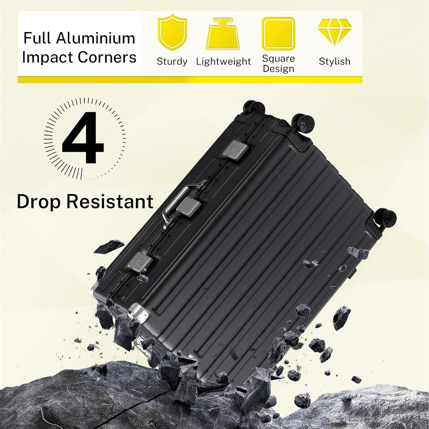 Krute Luggage 28 Inch Checked Suitcase with Spinner Wheels Zipperless Aluminum Frame Luggages TSA Lock No Zipper Hardshell Lightweight PC+ABS Large Suitcases