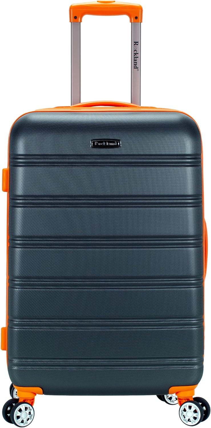 Rockland Melbourne Hardside Expandable Spinner Wheel Luggage, Charcoal, Checked-Medium 24-Inch
