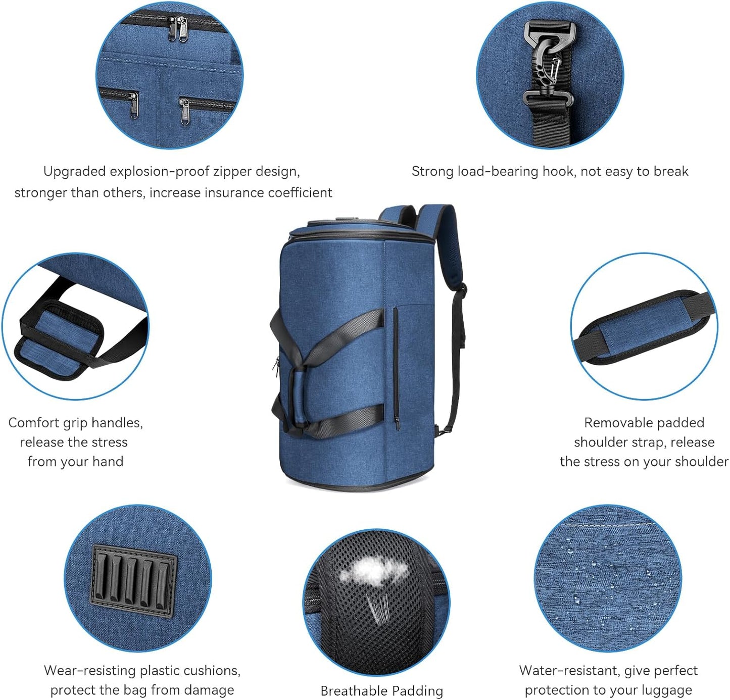 Bukere Garment Duffle Bags for Travel, Convertible Carry on Bag with Shoe Compartment, 3 in 1 Travel Suit Bag with Backpack Shoulder Strap for Men Women