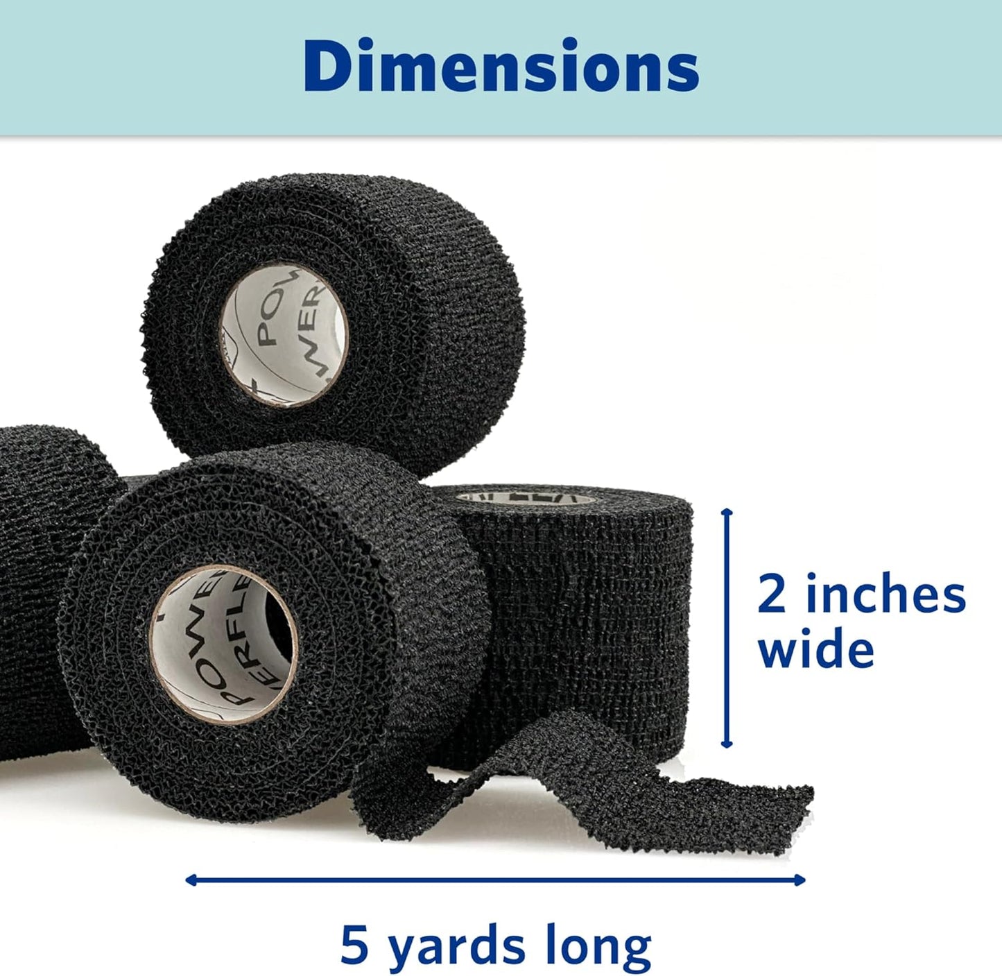 PowerFlex – Self-Adhering Sports Wrap for Injury Prevention & Post-Injury Stability – Medical-Grade, Sweat & Water Resistant First Aid Wrap for Athletes - Black, 2 inch, 24 Rolls