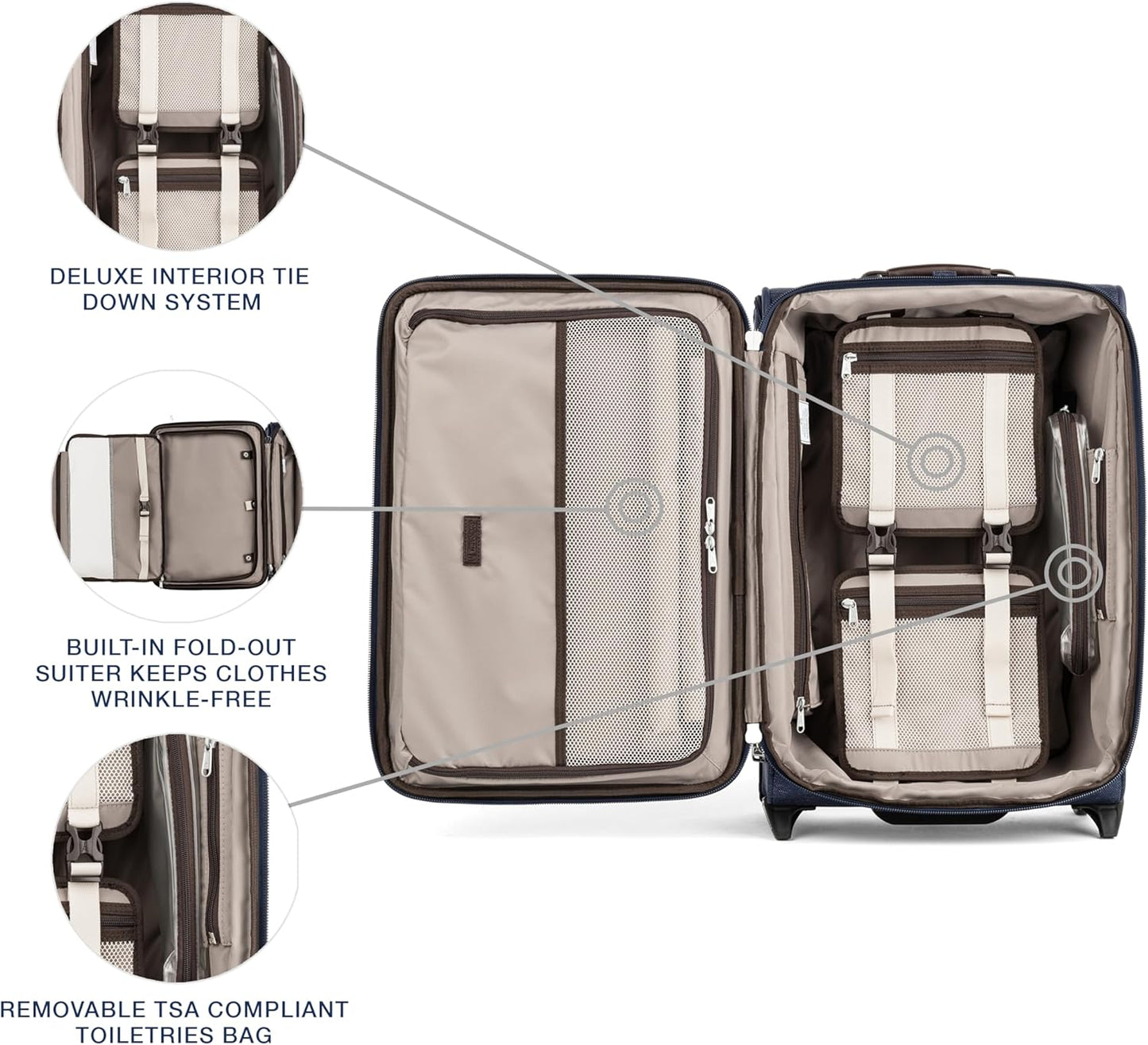 Travelpro Platinum Elite Softside Expandable Carry on Luggage, 2 Wheel Upright Suitcase, USB Port, Men and Women, True Navy, Carry On 22-Inch